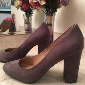 Gray suede heels